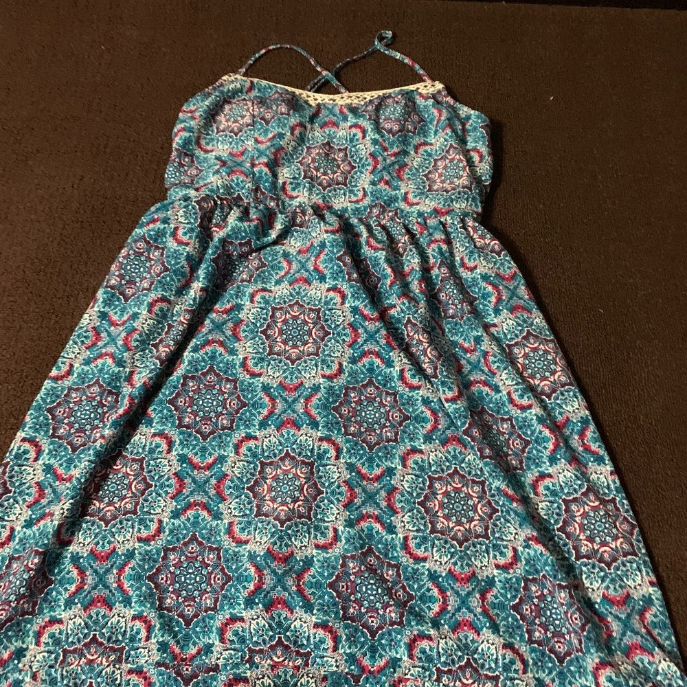 Three Pink Hearts Dark Teal Dress